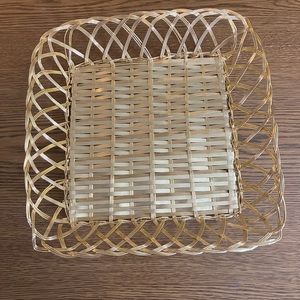 Vintage Gold Toned Metal Wire Woven Bread Basket.